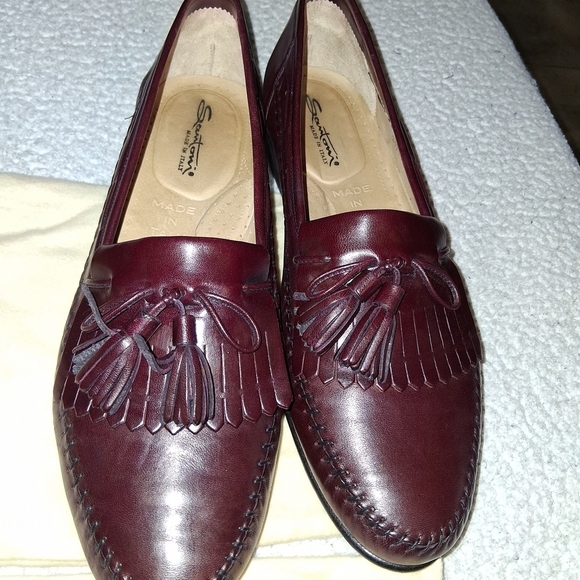 Santoni Men\'s Marc Rich Burgundy Leather Loafers